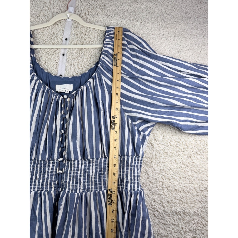 By Anthropologie Sweetheart Midi Dress Women 3XL Blue Striped NWOT Long Sleeve - Picture 9 of 10